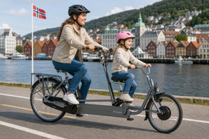 Tandemsykkel med hjelpemotor for barn fra Sunrisetorget – trygg og stabil løsning